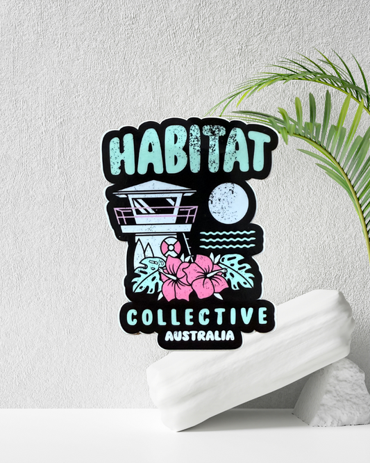 Beach Day sticker, floral sticker, habitat collecive