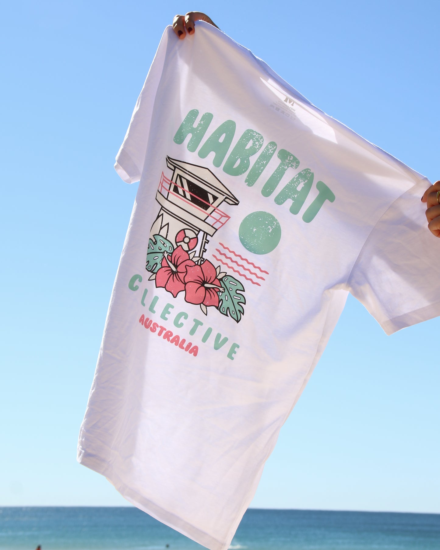 Beach day organic tee, back view