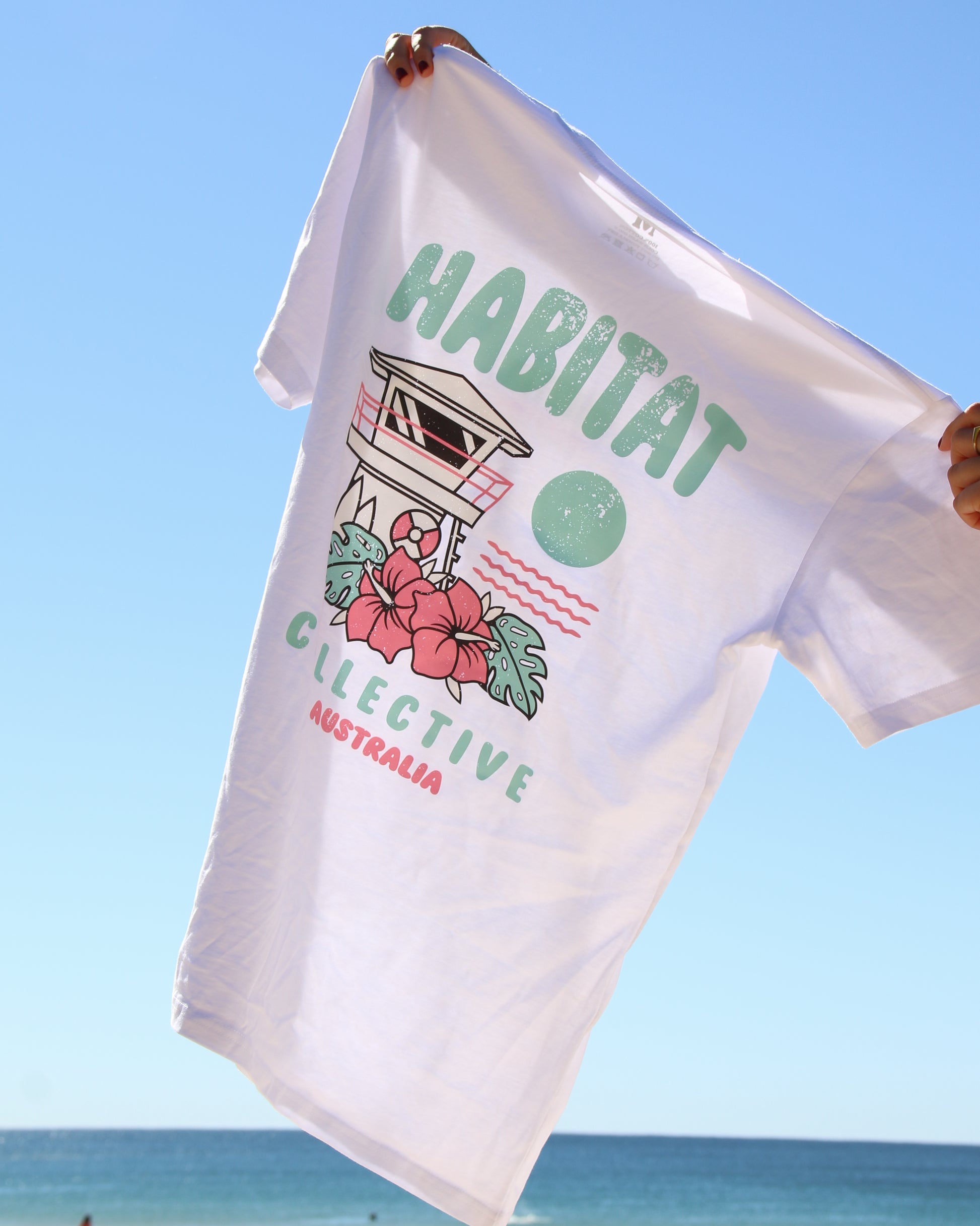 Beach day organic tee, back view