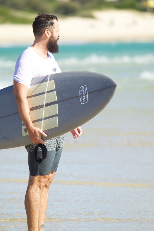 surfer, surf board sticker, white decal