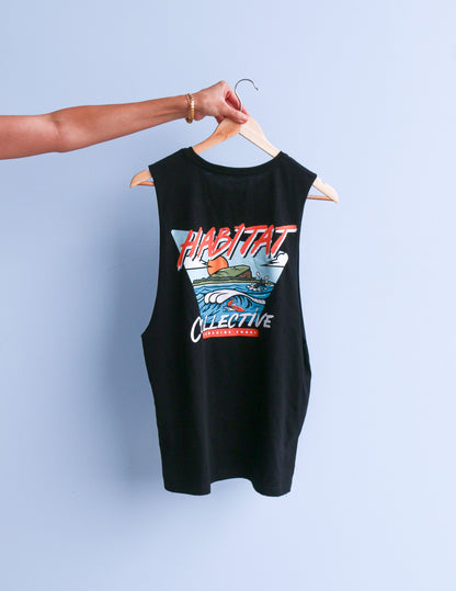 Mudjimba Island Sleeveless Tee, surfwear, singlet, organic surfwear