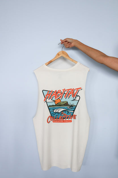 Mudjimba Island Sleeveless Tee, surfwear, singlet, organic surfwear