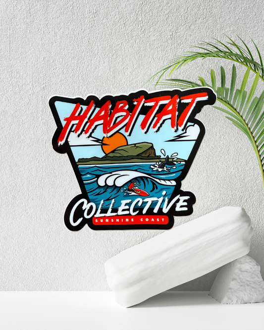 Mudjimba Island Sticker, surf sticker, retro logo