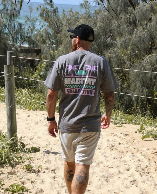 Palm Cove Faded Grey, heavy tee, surfwear