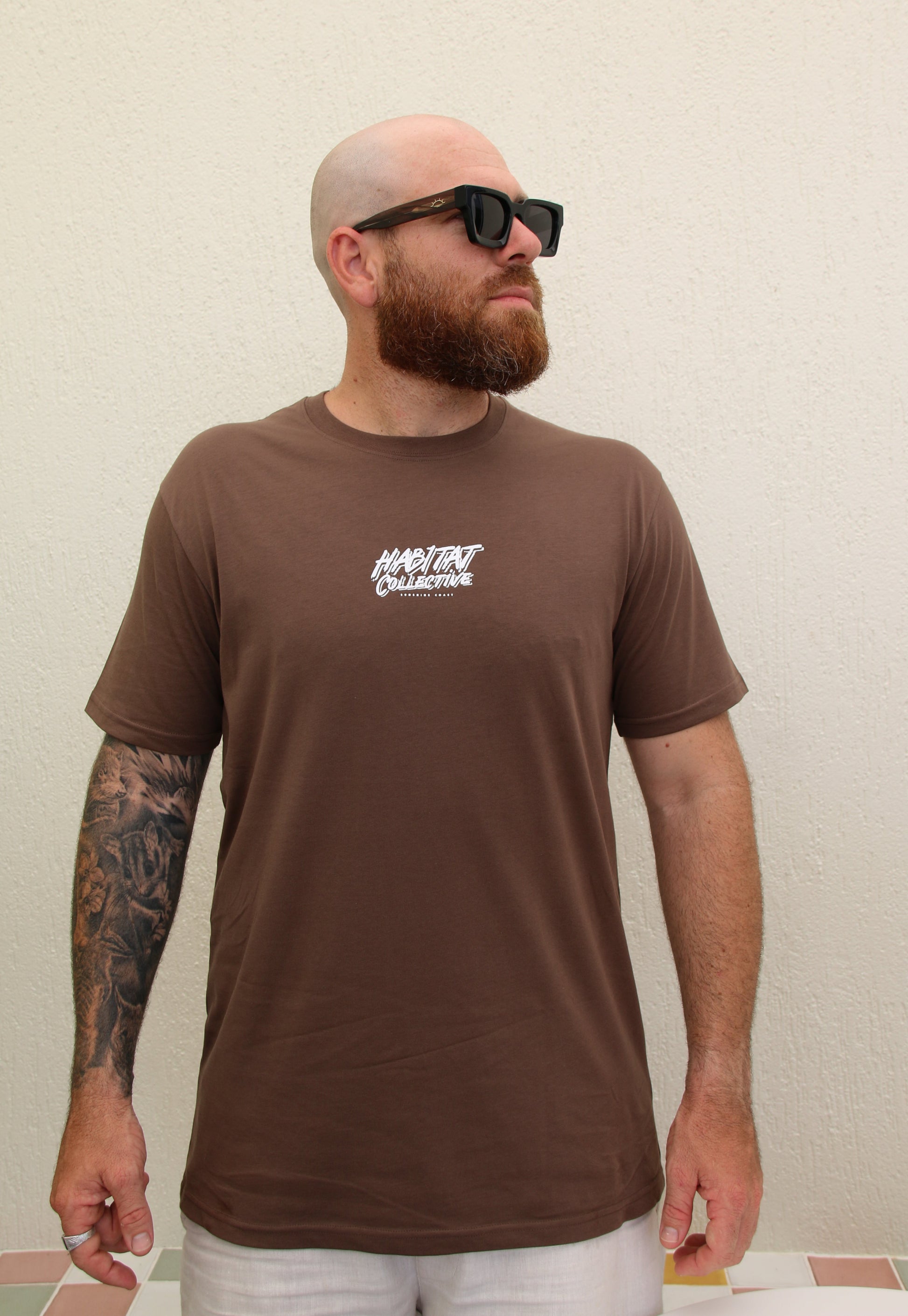 Retro Tee mens brown, organic cotton, surfwear