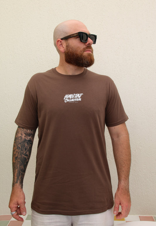 Retro Tee mens brown, organic cotton, surfwear